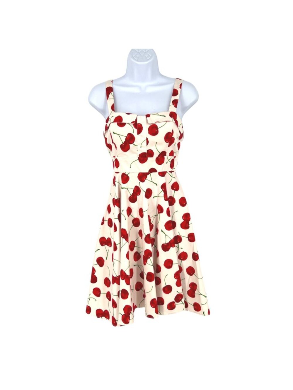 ModCloth IXIA Cherry Dress Retro 1950s Rockabilly Pin-up Swing Fit Flare Small